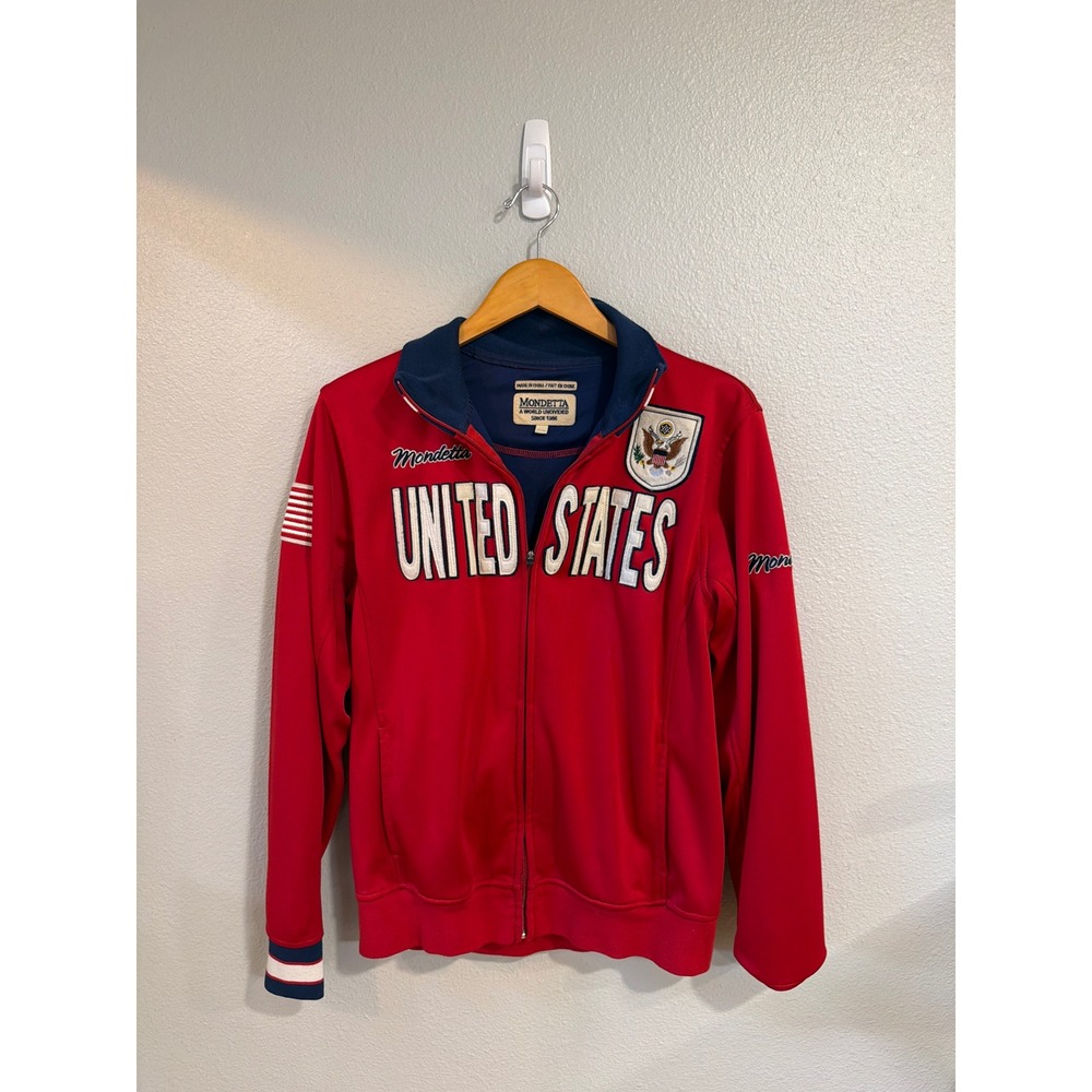 Mondetta Track Jacket Mens Med United States USA Red Full Zip‎ Embroidered